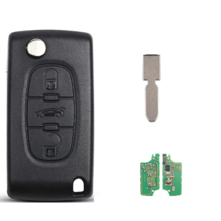 GUSCIO CHIAVE COMPLETO 3 TASTI: CON LAMA NE78 CON CHIP ID46 T14 TIPO FREQUENZA: 433MHZ TASTO APERTURA TASTO CHIUSURA TASTO PORT