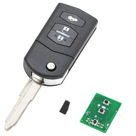GUSCIO CHIAVE COMPLETO CON LAMA MAZ24R CON CHIP 4D63 TIPO FREQUENZA: 433MHZ BIT 80 TASTO APERTURA TASTO CHIUSURA TASTO PORTELLO
