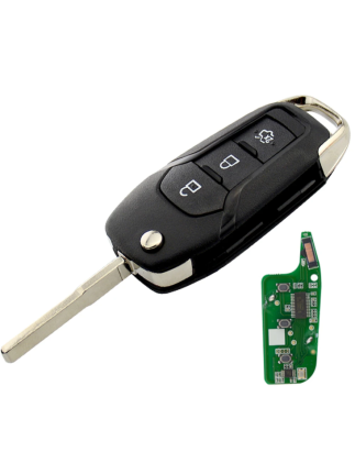 GUSCIO CHIAVE COMPLETO CON CHIP ID49 TIPO FREQUENZA: 434MHZ TASTO APERTURA TASTO CHIUSURA TASTO PORTELLONE FORD FIESTA HJHF 201