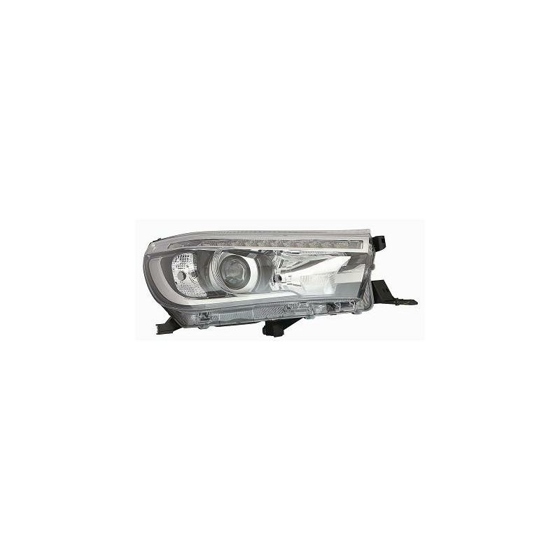 PROIETTORE SINISTRO LED CON PARABOLA NERA CON LUCE DIURNA LED CON PREDISPOSIZIONE REGOLAZIONE ELETTRICA TOYOTA HI-LUX 2WD4WD N1