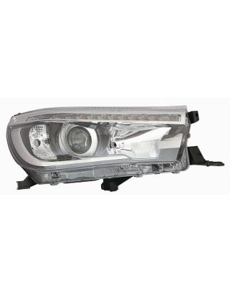 PROIETTORE DESTRO LED CON PARABOLA NERA CON LUCE DIURNA LED CON PREDISPOSIZIONE REGOLAZIONE ELETTRICA TOYOTA HI-LUX 2WD4WD N1 2