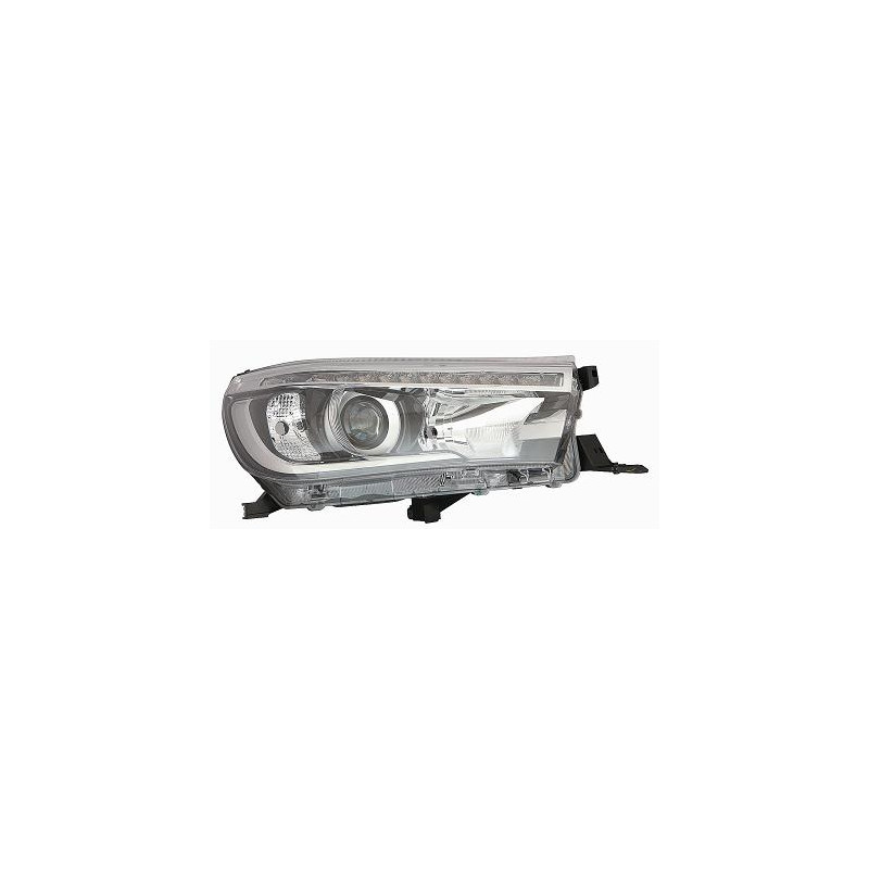 PROIETTORE DESTRO LED CON PARABOLA NERA CON LUCE DIURNA LED CON PREDISPOSIZIONE REGOLAZIONE ELETTRICA TOYOTA HI-LUX 2WD4WD N1 2