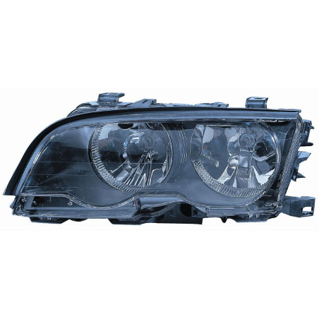 PROIETTORE SINISTRO 2 PORTE H7,H7 CON PARABOLA NERA CON MOTORE CON CORNICE NERA BMW SERIES 3 COUPECABRIO E46 19992003 VERS 2001
