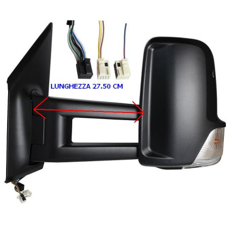 RETROVISORE ELETTRICO DESTRO BRACCIO LUNGO 275 CM NERO 9 PIN 3 CONNETTORI TERMICO CON FANALINO INTEGRATO MERCEDES-BENZ SPRINTER