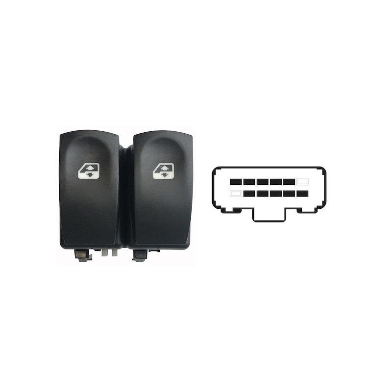 BLOCCO COMANDI ALZACRISTALLI ANTERIORE PORTA ANTERIORE SINISTRA 10 PIN 2 INTERRUTTORI RENAULT CLIO III BR0 1CR0 1 20062009     