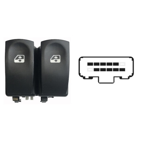 BLOCCO COMANDI ALZACRISTALLI ANTERIORE PORTA ANTERIORE SINISTRA 10 PIN 2 INTERRUTTORI RENAULT CLIO III BR0 1CR0 1 20062009     