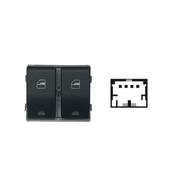 BLOCCO COMANDI ALZACRISTALLI ANTERIORE PORTA ANTERIORE SINISTRA 4 PIN 2 INTERRUTTORI NERO CON CONNETTORE MARRONE SEAT CORDOBA 6