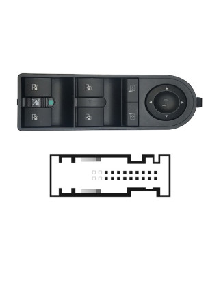 BLOCCO COMANDI ALZACRISTALLIRETROVISORI ANTERIORE PORTA ANTERIORE SINISTRA 18 PIN 4 INTERRUTTORI CON ALZACRISTALLI POSTERIORI E