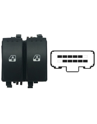 BLOCCO COMANDI ALZACRISTALLI ANTERIORE PORTA ANTERIORE SINISTRA 10 PIN 2 INTERRUTTORI MARRONE CON COMFORT RENAULT LAGUNA KG0KG1