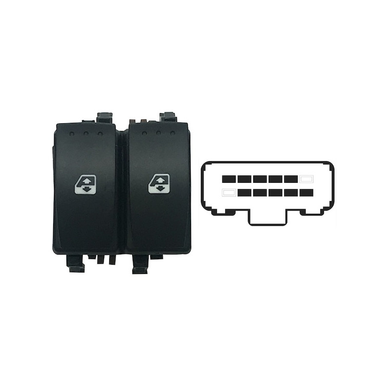 BLOCCO COMANDI ALZACRISTALLI ANTERIORE PORTA ANTERIORE SINISTRA 10 PIN 2 INTERRUTTORI MARRONE CON COMFORT RENAULT LAGUNA KG0KG1