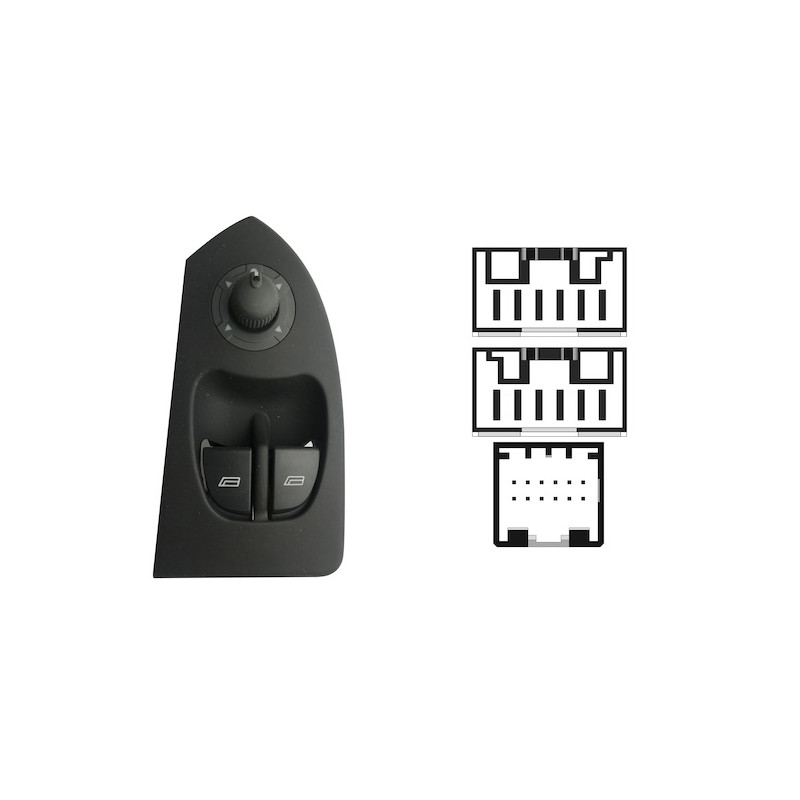 PULSANTIERA ALZACRISTALLI PORTA ANTERIORE SINISTRA 24 PIN 2 INTERRUTTORI COMANDI RETROVISORI CITROEN JUMPER II 244 20022006    