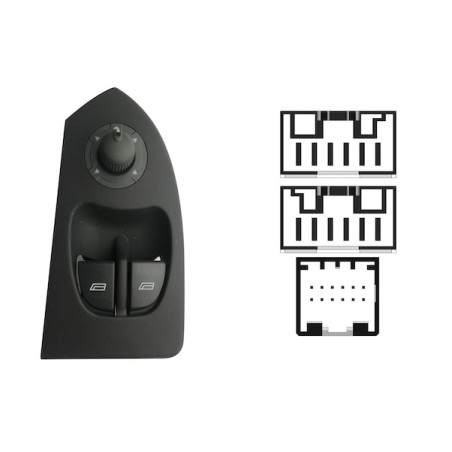 PULSANTIERA ALZACRISTALLI PORTA ANTERIORE SINISTRA 24 PIN 2 INTERRUTTORI COMANDI RETROVISORI CITROEN JUMPER II 244 20022006    