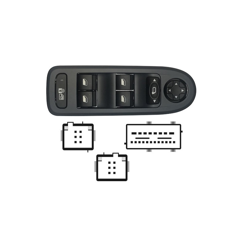 PULSANTIERA ALZACRISTALLI PORTA ANTERIORE SINISTRA 26 PIN 4 INTERRUTTORI COMANDI RETROVISORI PEUGEOT 308 I 4B4A4C 20082013