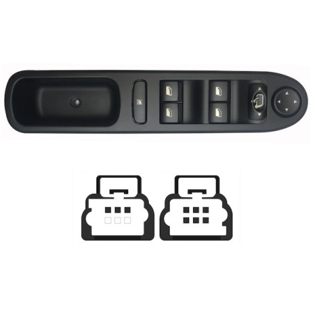 PULSANTIERA ALZACRISTALLI PORTA ANTERIORE SINISTRA 9 PIN 4 INTERRUTTORI CON COMFORT COMANDI RETROVISORI RIBALTABILI CITROEN C5 