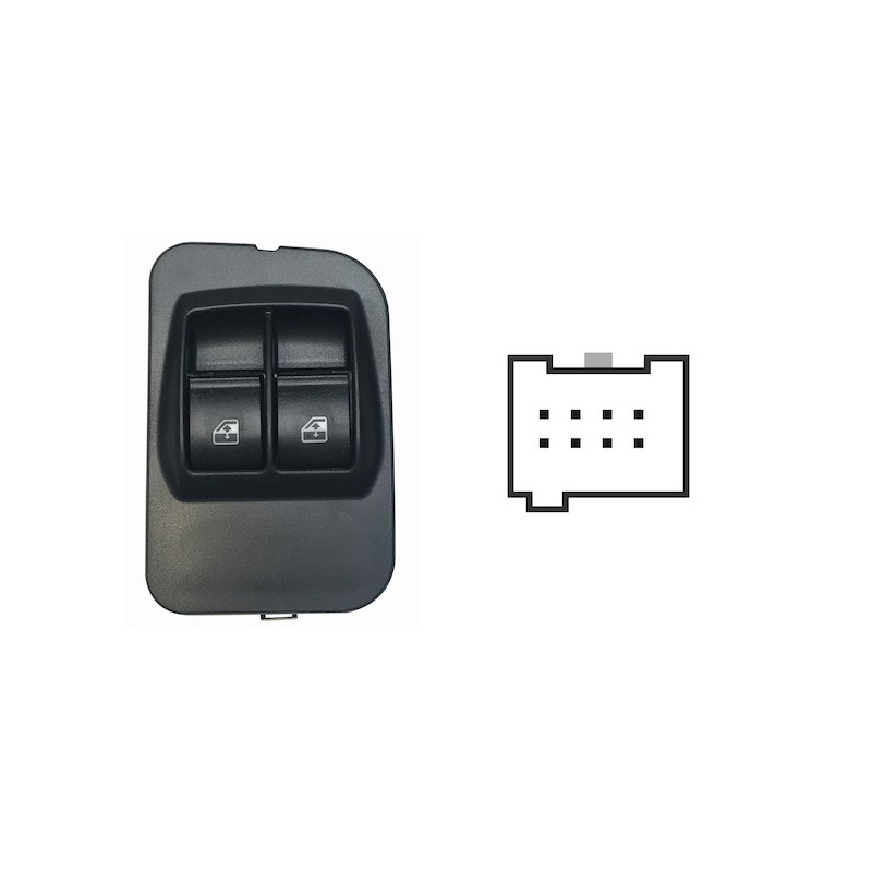 PULSANTIERA ALZACRISTALLI PORTA ANTERIORE SINISTRA 8 PIN 2 INTERRUTTORI CITROEN NEMO AA 2008          , FIAT DOBLO 263 20092015
