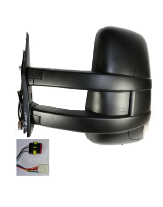 RETROVISORE ELETTRICO DESTRO BRACCIO LUNGO TERMICO VETRO CONVESSO CON FANALINO INTEGRATO CON CONNETTORE GRANDE IVECO DAILY 2007