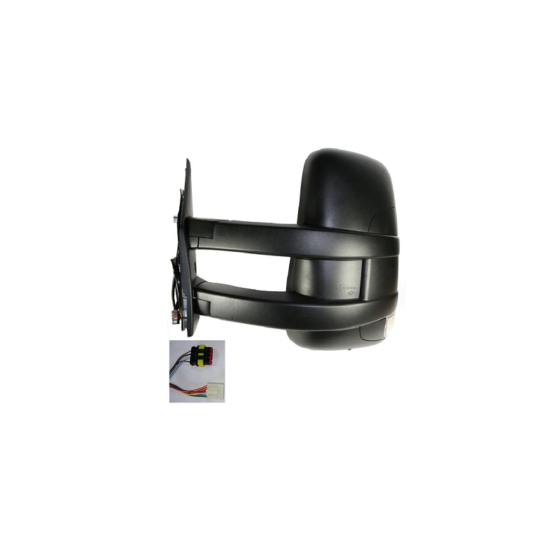 RETROVISORE ELETTRICO DESTRO BRACCIO LUNGO TERMICO VETRO CONVESSO CON FANALINO INTEGRATO CON CONNETTORE GRANDE IVECO DAILY 2007