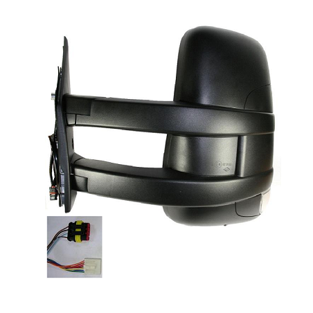RETROVISORE ELETTRICO DESTRO BRACCIO LUNGO TERMICO VETRO CONVESSO CON FANALINO INTEGRATO CON CONNETTORE GRANDE IVECO DAILY 2007