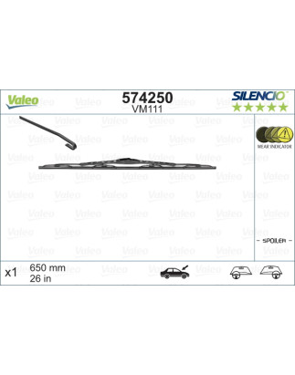 SPAZZOLA TERGI SILENCIO PERFORMANCE ANTERIORE DESTRASINISTRA SINGOLA 650mm CODICE BREVE: VM111