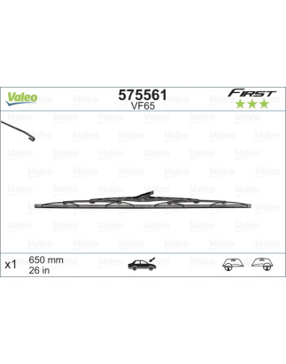 SPAZZOLA TERGI FIRST STANDARD ANTERIORE DESTRASINISTRA SINGOLA 650mm CODICE BREVE: VF65