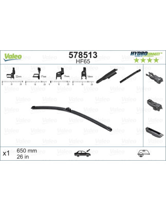 SPAZZOLA TERGI HYDROCONNECT UNI-CLICK ANTERIORE SINGOLA 650mm CODICE BREVE: HF65