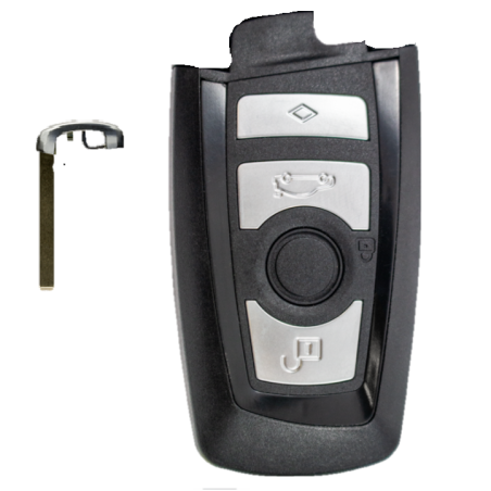 GUSCIO CHIAVE NERA CON TASTI E CONTORNO LAMA ARGENTO TASTO APERTURA TASTO CHIUSURA TASTO PORTELLONE LAMA BMW SERIES 5 E60E61 20