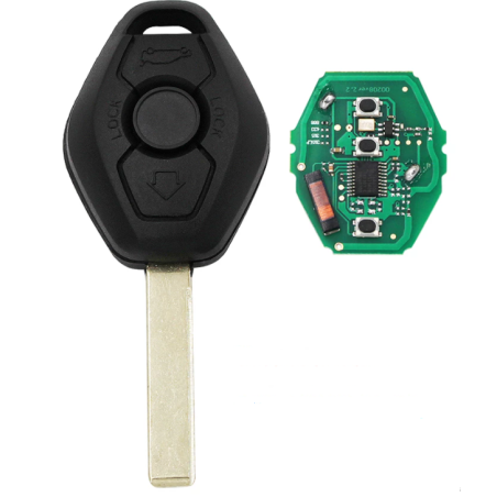 GUSCIO CHIAVE COMPLETO 3 TASTI: CON CHIP CAS2 ID7946 TIPO FREQUENZA: 868 MHZ TASTO APERTURA TASTO CHIUSURA TASTO PORTELLONE BMW