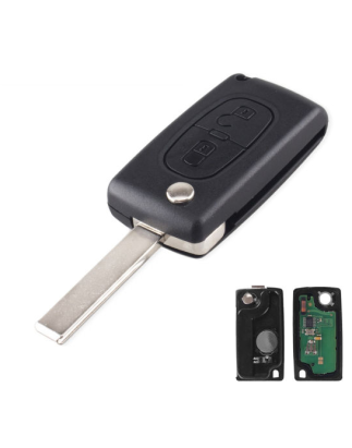 GUSCIO CHIAVE COMPLETO CON LAMA HU83 CON CHIP ID46 T14 TIPO FREQUENZA: 433MHZ TASTO APERTURA TASTO CHIUSURA PEUGEOT 407 6D6C 20