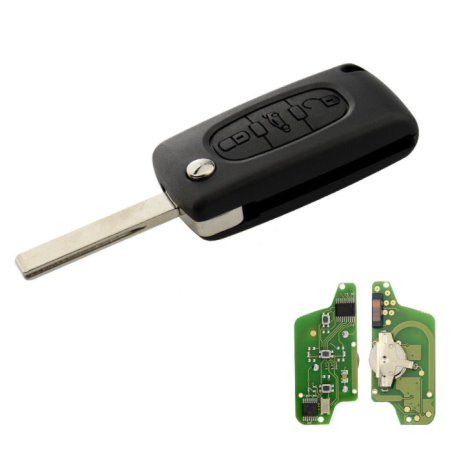 GUSCIO CHIAVE COMPLETO CON CHIP ID46 CE0523 TIPO FREQUENZA: 433MHZ TASTO APERTURA TASTO CHIUSURA TASTO PORTELLONE PEUGEOT 407 6