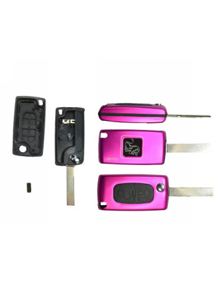 GUSCIO CHIAVE FUCSIA 2 TASTI: CON ALLOGGIO BATTERIA ROTONDO TASTO APERTURA TASTO CHIUSURA LAMA HU83 CITROEN C3 FCFN 20022010   