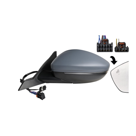 RETROVISORE ELETTRICO SINISTRO 10+2 PIN CON PRIMER TERMICO RICHIUDIBILE ELETTRICAMENTE CON FANALINO INTEGRATO CON LUCE DI CORTE