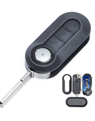 GUSCIO CHIAVE COMPLETO 3 TASTI: CON CHIP ID46 TIPO FREQUENZA: 433MHZ TASTO APERTURA TASTO CHIUSURA TASTO PORTELLONE FIAT 500 31