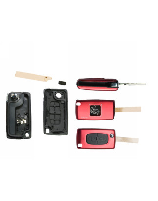 GUSCIO CHIAVE ROSSO 2 TASTI: CON ALLOGGIO BATTERIA ROTONDO CHIP ID46 TASTO APERTURA TASTO CHIUSURA LAMA HU83 CITROEN C3 SC 2010