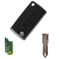 GUSCIO CHIAVE COMPLETO 2 TASTI: CON LAMA NE72 CON CHIP ID46 CE0536 TIPO FREQUENZA: 433MHZ TASTO APERTURA TASTO CHIUSURA PEUGEOT