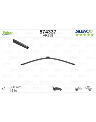 SPAZZOLA TERGI SILENCIO FLAT BLADE POSTERIORE DESTRASINISTRA SINGOLA 380mm CODICE BREVE: VR258