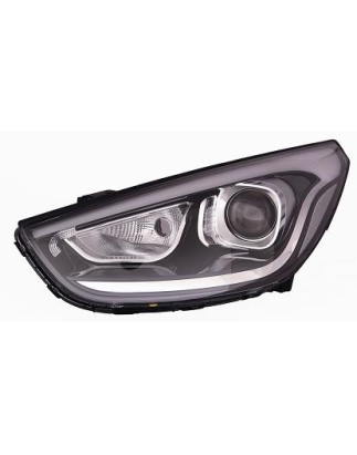 PROIETTORE DESTRO LED CON PARABOLA NERA CON PREDISPOSIZIONE REGOLAZIONE ELETTRICA HYUNDAI iX35TUCSON LMELELH 20102015VERS 082013