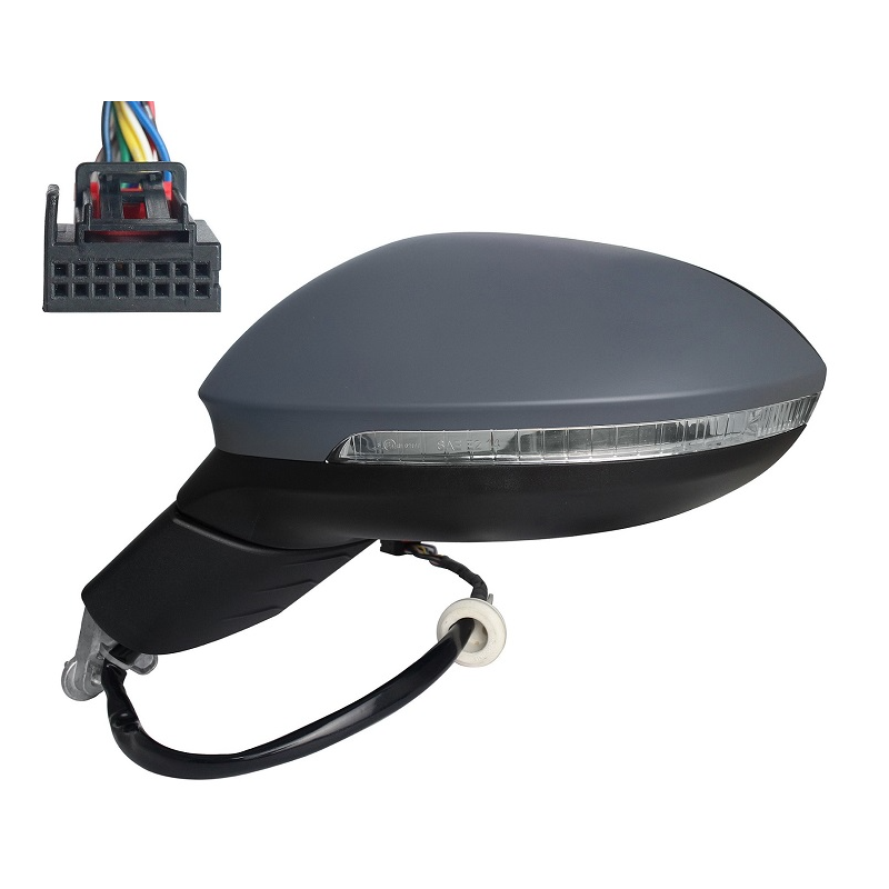 RETROVISORE ELETTRICO DESTRO 13+3 PIN CON PRIMER TERMICO VETRO CONVESSO RICHIUDIBILE ELETTRICAMENTE CON FANALINO INTEGRATO CON 