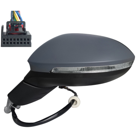 RETROVISORE ELETTRICO DESTRO 13+3 PIN CON PRIMER TERMICO VETRO CONVESSO RICHIUDIBILE ELETTRICAMENTE CON FANALINO INTEGRATO CON 