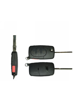 GUSCIO CHIAVE NERO 3+1 TASTI:  BATTERIA 2032 TASTO APERTURA TASTO CHIUSURA TASTO PORTELLONE TASTO PANIC LAMA HU66 AUDI A3 8P18P