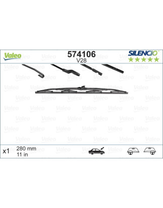 SPAZZOLA TERGI SILENCIO STANDARD ANTERIORE DESTRASINISTRA SINGOLA 280mm CODICE BREVE: V28