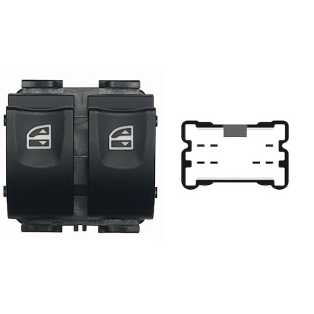 BLOCCO COMANDI ALZACRISTALLI POSTERIORE PORTA ANTERIORE SINISTRA 7 PIN 2 INTERRUTTORI CON CONNETTORE MARRONE DACIA DUSTER I HS 