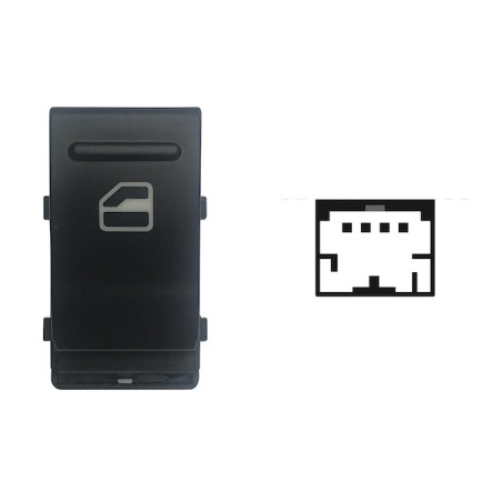 INTERRUTTORE ALZACRISTALLI PORTA ANTERIORE DESTRA 4 PIN 1 INTERRUTTORE NERO CON CONNETTORE GRIGIO VOLKSWAGEN TRANSPORTER T5 7HA