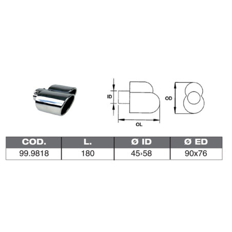 TERMINALE IN ACCIAO INOX ID 4558 180X90X76