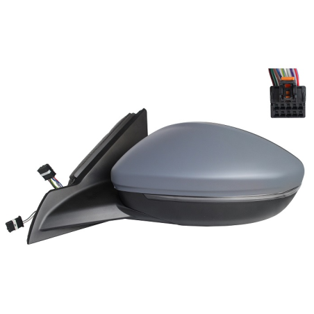 RETROVISORE ELETTRICO DESTRO 10+2 PIN CON PRIMER TERMICO VETRO CONVESSO RICHIUDIBILE ELETTRICAMENTE CON FANALINO INTEGRATO LED 