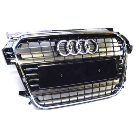 GRIGLIA PARAURTI ANTERIORE CENTRALE NERA LUCIDA CON CORNICE CROMATA AUDI A1 8X18XK8XA8XF 20102014