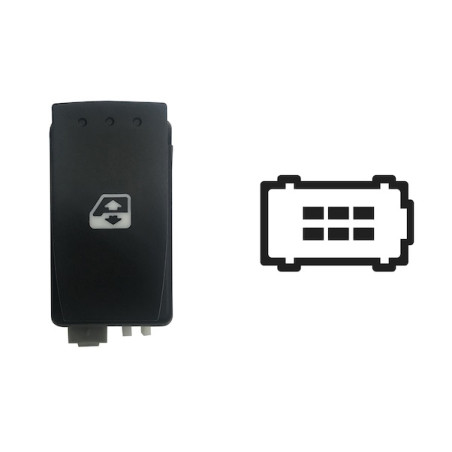 INTERRUTTORE ALZACRISTALLI PORTA POSTERIORE DESTRASINISTRA 6 PIN 1 INTERRUTTORE CON CONNETTORE GRIGIOBIANCO COMFORT RENAULT ESP