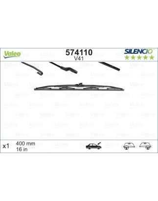 SPAZZOLA TERGI SILENCIO STANDARD ANTERIORE DESTRASINISTRA SINGOLA 400mm CODICE BREVE: V41