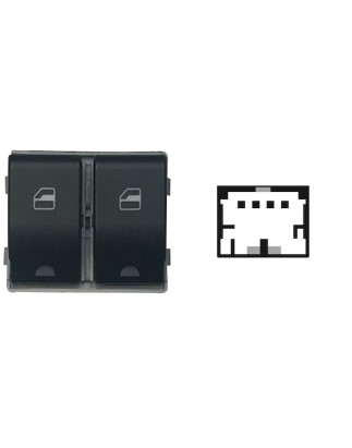 BLOCCO COMANDI ALZACRISTALLI ANTERIORE PORTA ANTERIORE SINISTRA 4 PIN 2 INTERRUTTORI NERO CON CONNETTORE MARRONE SEAT CORDOBA 6