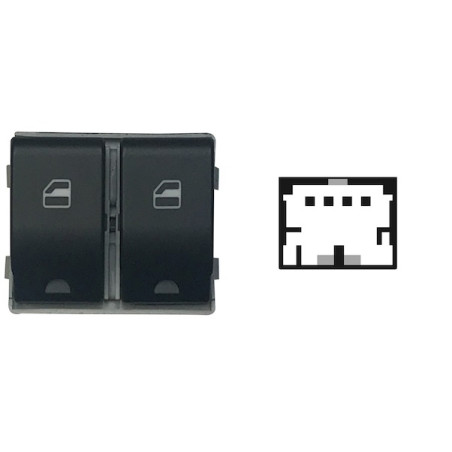 BLOCCO COMANDI ALZACRISTALLI ANTERIORE PORTA ANTERIORE SINISTRA 4 PIN 2 INTERRUTTORI NERO CON CONNETTORE MARRONE SEAT CORDOBA 6