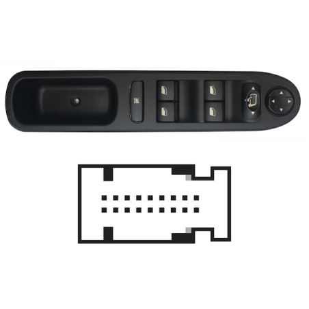 PULSANTIERA ALZACRISTALLI PORTA ANTERIORE SINISTRA 18 PIN 4 INTERRUTTORI CON COMFORT FUNZIONE AUTO COMANDI RETROVISORI RIBALTAB